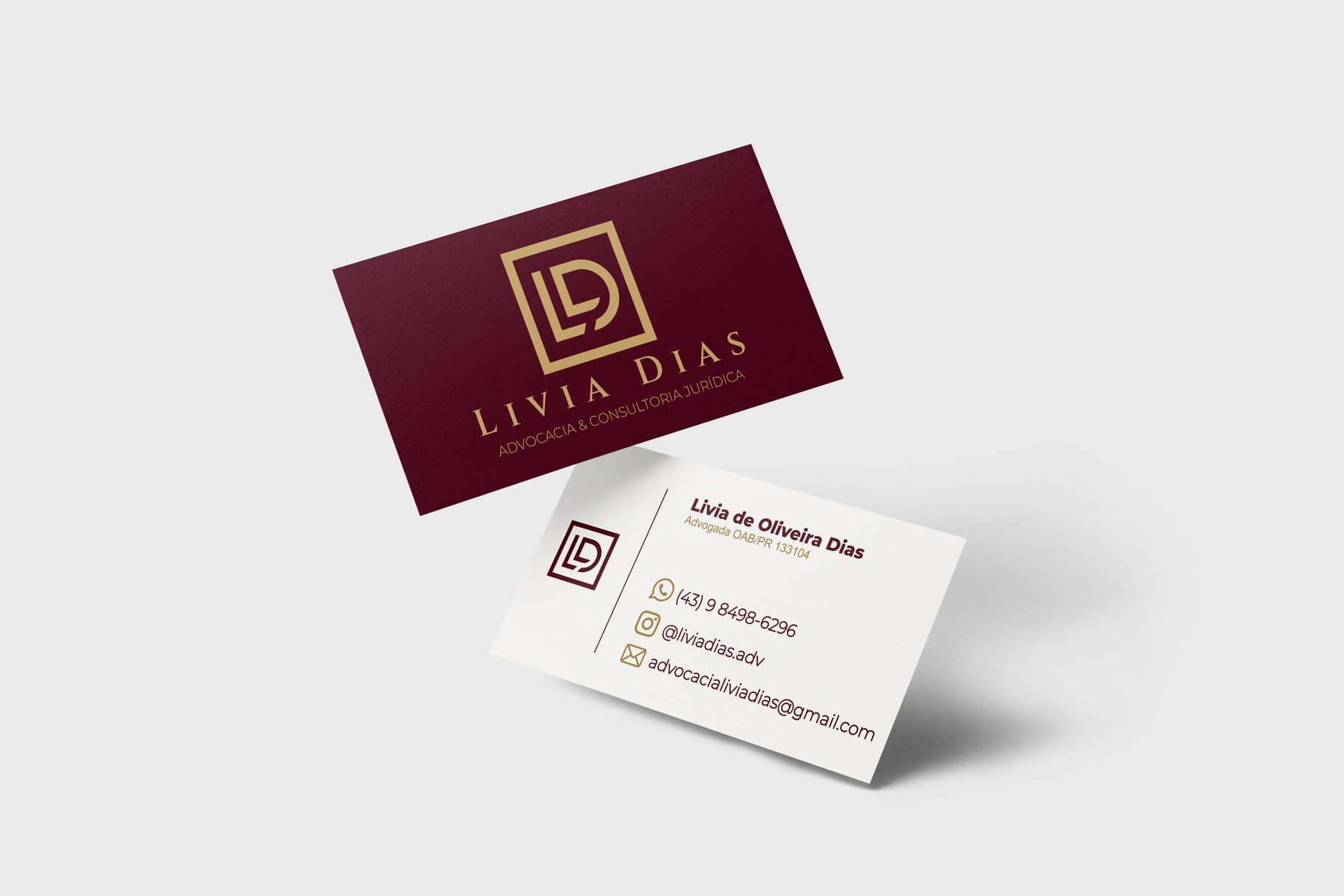 Cartões de visita da identidade Livia Dias Advocacia